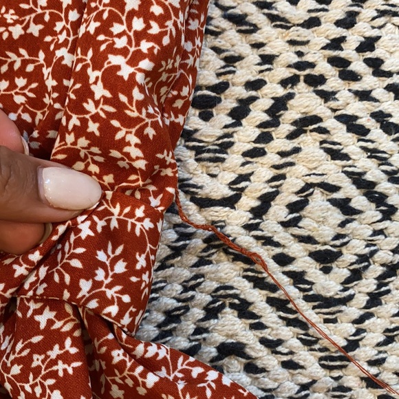 Cute burnt orange, floral jumpsuit, gently used - Picture 4 of 5